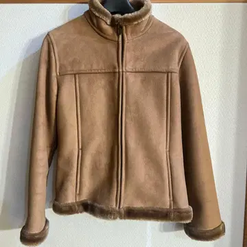 무스탕 코트 카멜 블루종