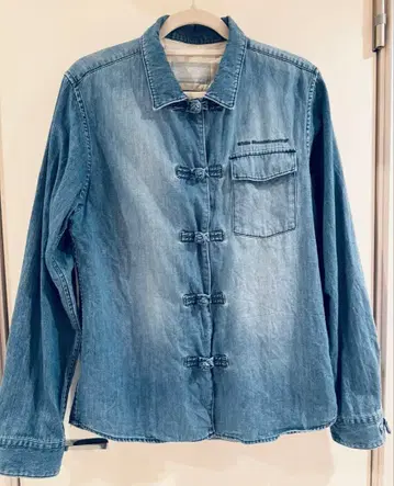 화이트 마운티니어링 데님 차이나 셔츠