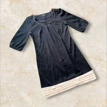 미슈마슈 무릎 기장 원피스 M 사이즈 블랙 7부 소매 비즈