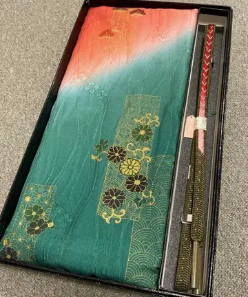 미사용 새상품 예복용 오비 장식 천 허리띠 세트 그린 계열 순수 실크