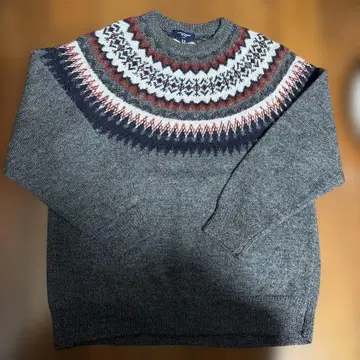 노르딕 무늬 브리티시 울 100% 니트