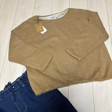 새상품 비어즐리 니트 꽃무늬 퓨어세신 리버서블 올 패턴