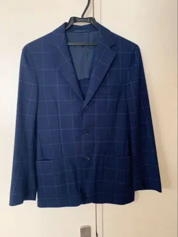 UNITED ARROWS 네이비 체크 무늬 테일러드 자켓