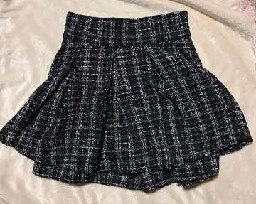 플레어 스커트 블랙 화이트 체크 INGNI