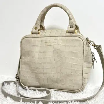 크리스찬 빌라 악어 박스 숄더 핸드백 2way 가죽