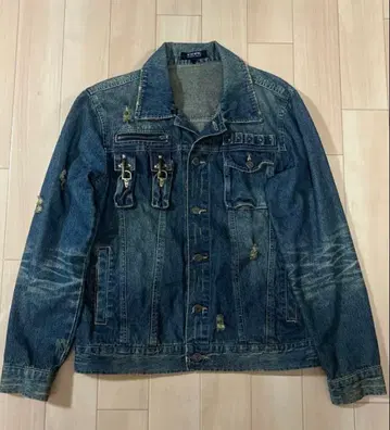 인디아틱 데님 자켓 헤이세이 갸루 남자 그런지 y2k SIZE L