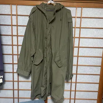 후드 부착 모즈 코트 면 100%