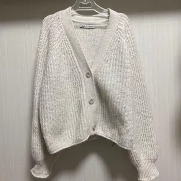 ZARA 화이트 그레이 니트 가디건