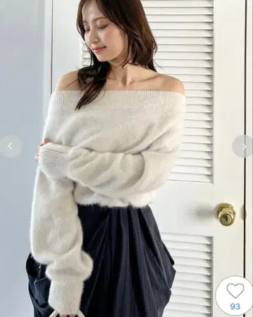 SNIDEL 스나이델 폭스 알파카 오프숄더 풀오버