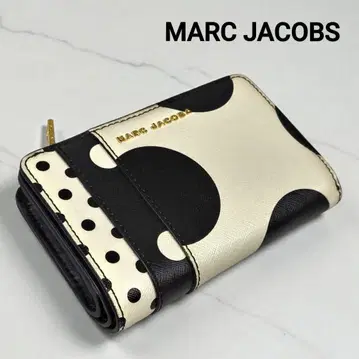 미사용품 마크제이콥스 도트 패턴 사피아노 가죽 접이식 지갑