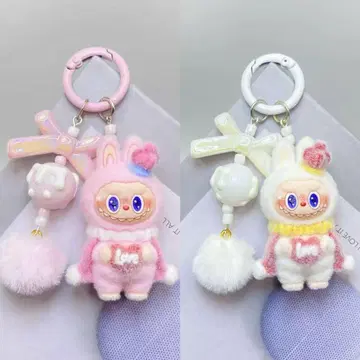 LABUBU 캐릭터 키링 폼폼 포함 스트랩 2개 세트