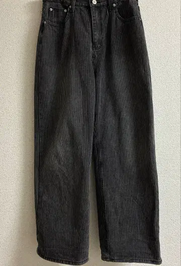 스트라이프 와이드 데님 배기진