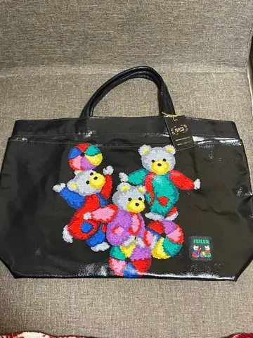 미사용 택 포함 페이러 토트백 핸드백 PVC 블랙 곰