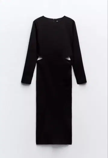 컷 아웃 블랙 롱 드레스