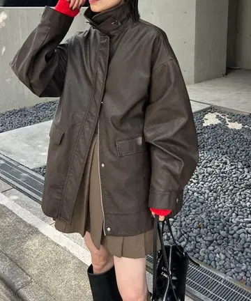 mystic 인조 가죽 블루종