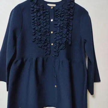 UNITED ARROWS 미니 프릴 자카드 가디건 네이비