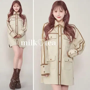 택 포함 새상품 다리치 가죽 파이핑 스웨이드 셔츠 자켓 아이보리