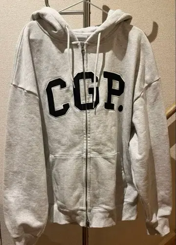 코드그래피 로고 지퍼 후드티 그레이