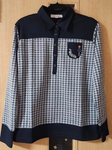 VIVA HEART Replie 긴팔 셔츠 네이비 체크 무늬 사이즈 42