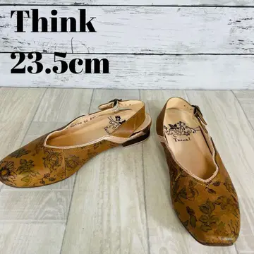 Think 보타니컬 가죽 펌프스 23.5cm 백 스트랩 브라운