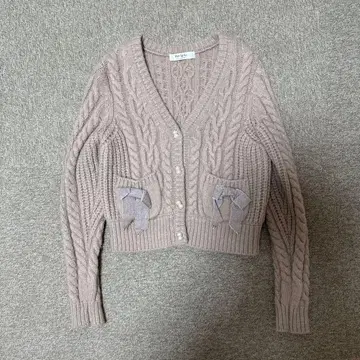 herlipto Double Bow Cable Knit Cardigan