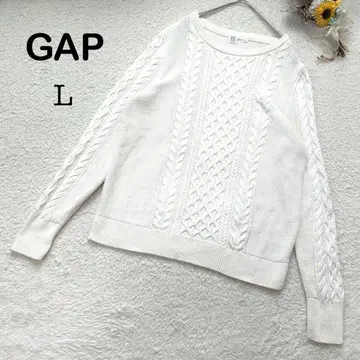 [ GAP 갭 ] 긴팔 니트 스웨터 화이트 화이트 계열 무지 캐주얼 L