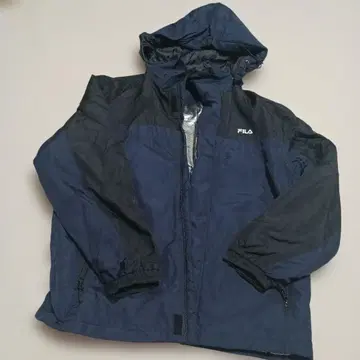 FILA 후드 부착 나일론 자켓 LL 네이비/블랙