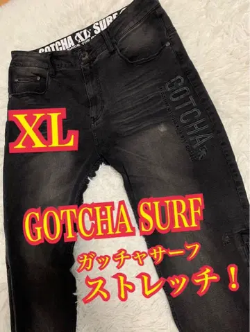 GOTCHA SURF 데님 청바지 스트레치 자수 로고 블랙 XL
