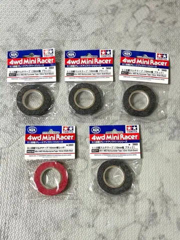 타미야 미니 사륜구동 멀티 테이프 (10mm 폭 블랙 4개, 레드 1개)