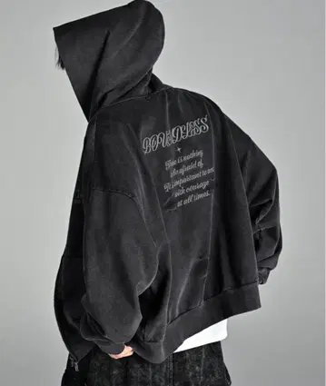 빈티지 메이크 디자인 헤비웨이트 더블 지퍼 후드티