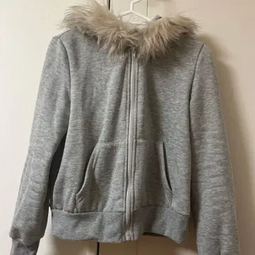 그레이 퍼 포함 집업 후드티