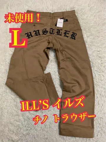 미사용! ILL'S 즈 치노 트라우저 팬츠 자수 디자인 L 사이즈