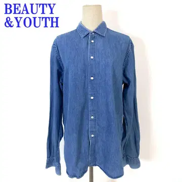 뷰티&유스 긴팔 셔츠 블루 코튼 100% XL C4736