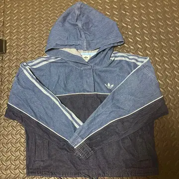 adidas 후드 부착 후드티 M 데님 블루