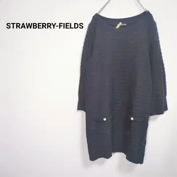 스트로베리 필드 니트 원피스 긴팔 포켓 라메감 루즈핏