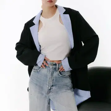 택 포함 미사용 새상품 JUST A NOON 레이어드 자켓 자켓