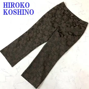 히로코코시노 슬랙스 꽃무늬 브라운 폴리에스테르 코튼 40 C4739