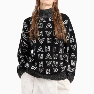 A|X 올오버 자카드 로고 터틀넥 니트 풀오버