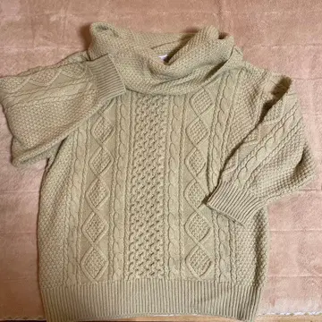 DOU DOU 터틀넥 니트 스웨터 베이지 프리 사이즈