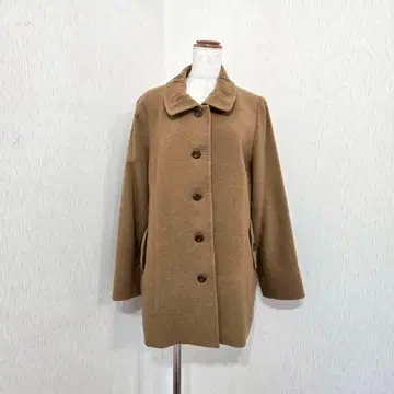 린넨 울 혼방 하프 코트 카멜 포멀 (11R) 일본제