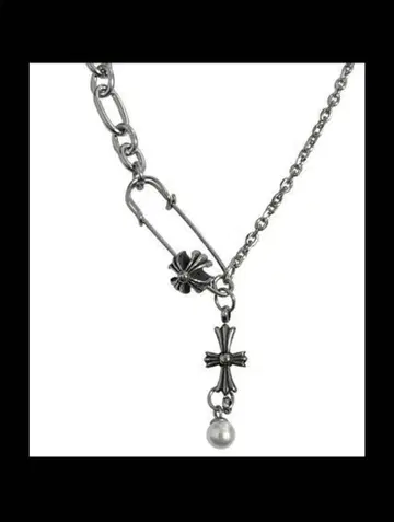 크로스와 펄 실버 목걸이