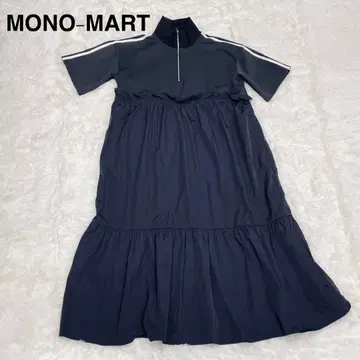 모노마트 하프 지퍼 사이드 라인 롱 원피스 반팔 블랙 F 새상품급