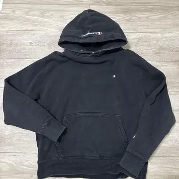 Champion 블랙 후드 부착 후드티 M