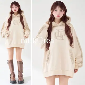 택 포함 새상품 다리치 DD 보아 후드티 아이보리 프리