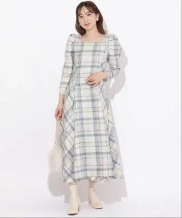 WILLSELECTION 믹스 트위드 원피스 블루 계열