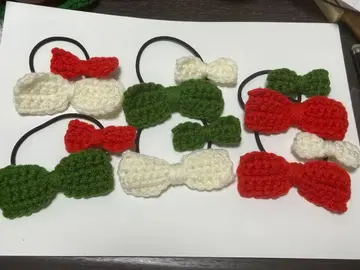 크로셰 뜨개질 리본 머리끈 크리스마스 1개 600엔