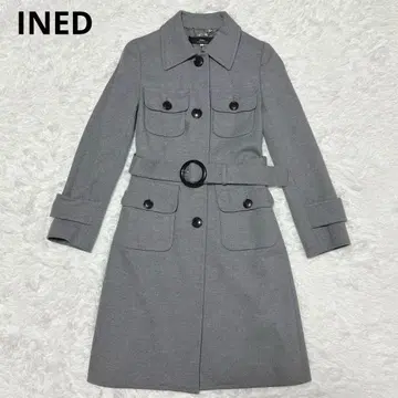 INED 울 트렌치코트 벨트 귀여운 A라인