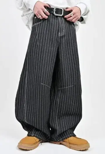 L2091 XL black 스트라이프 벌룬 데님 지저인 ONLINE