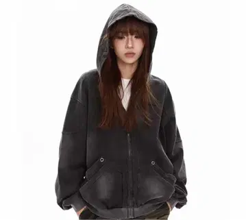 오버 사이즈 그레이 후드티 집업