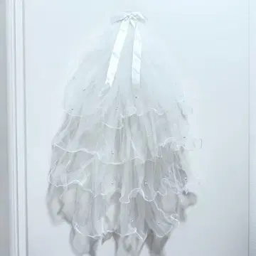 화이트 튤 웨딩 베일